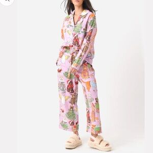 NWT KAREN MABON Women's Christmas Cats Long Pajama Set